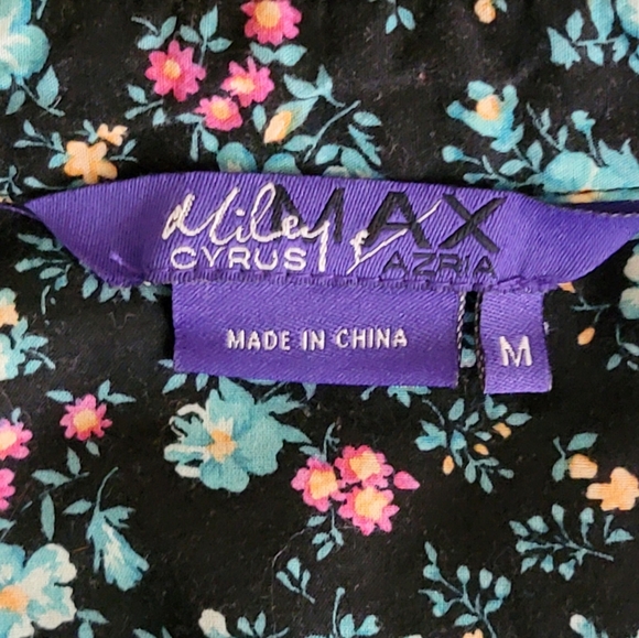 Miley Cyrus & Max Azria button down flora v neck top size medium - Picture 4 of 6